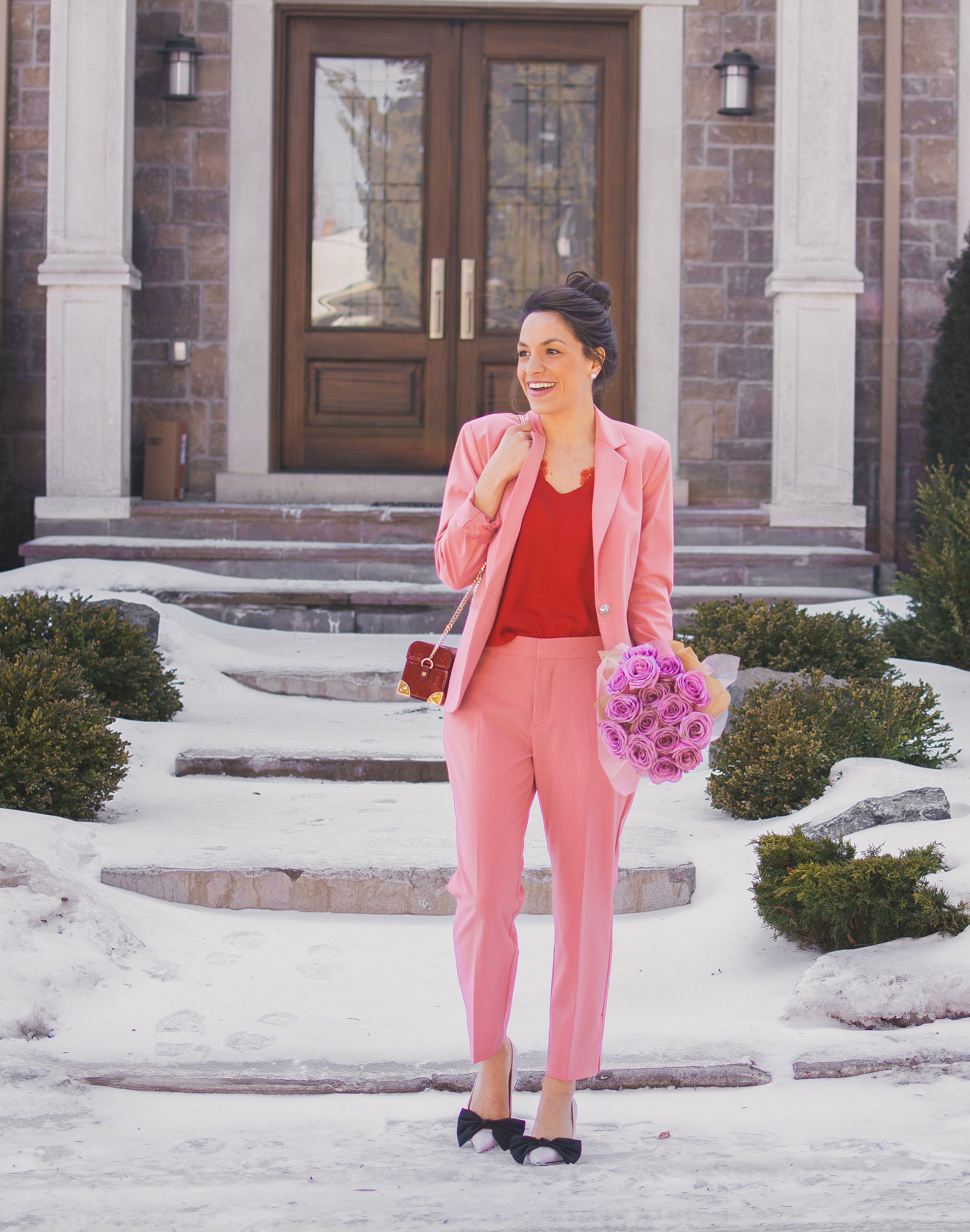 Suit Up For Valentine's Day | The Pink Brunette | Pink Suit 