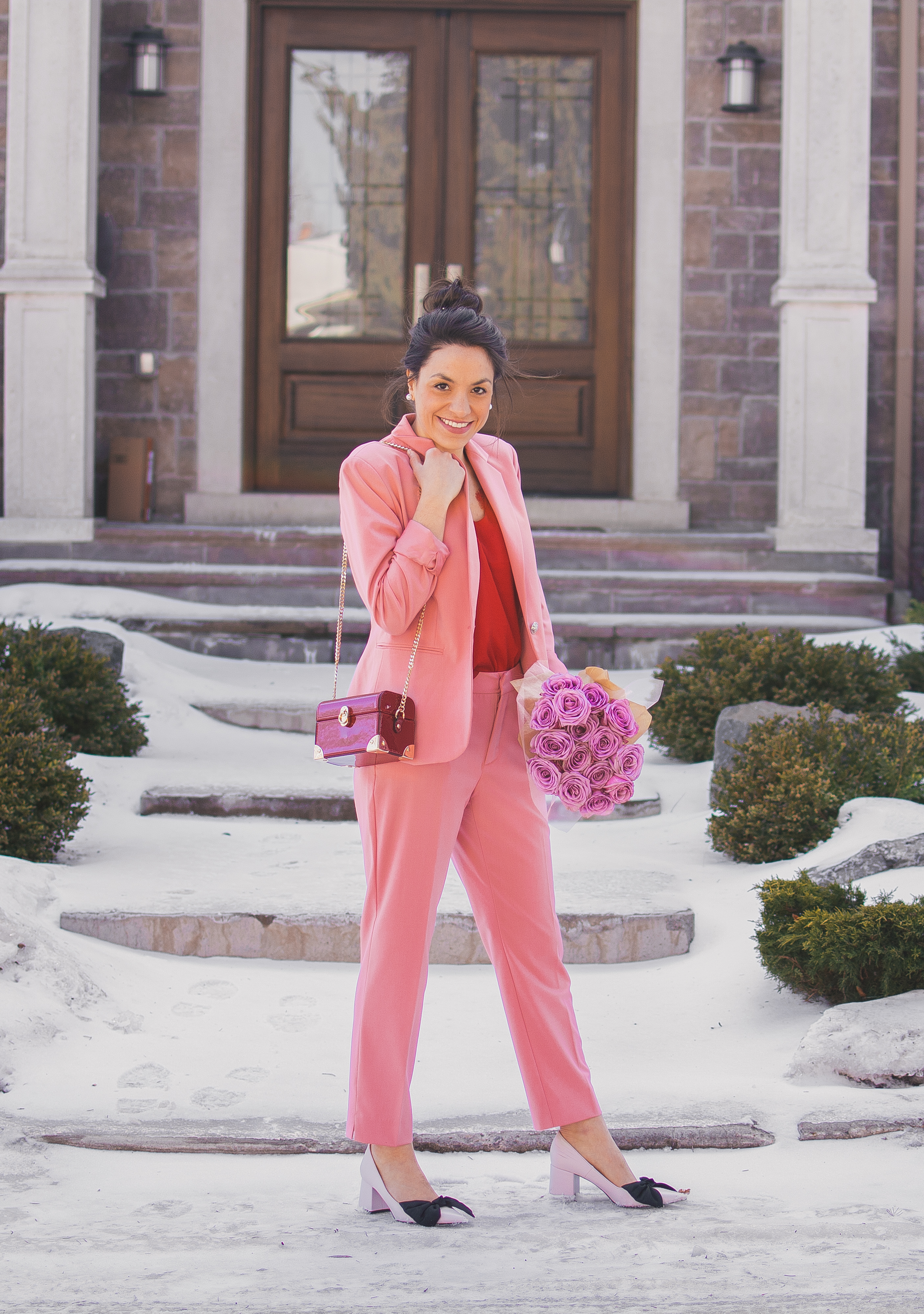 Suit Up For Valentine's Day | The Pink Brunette | Pink Suit 