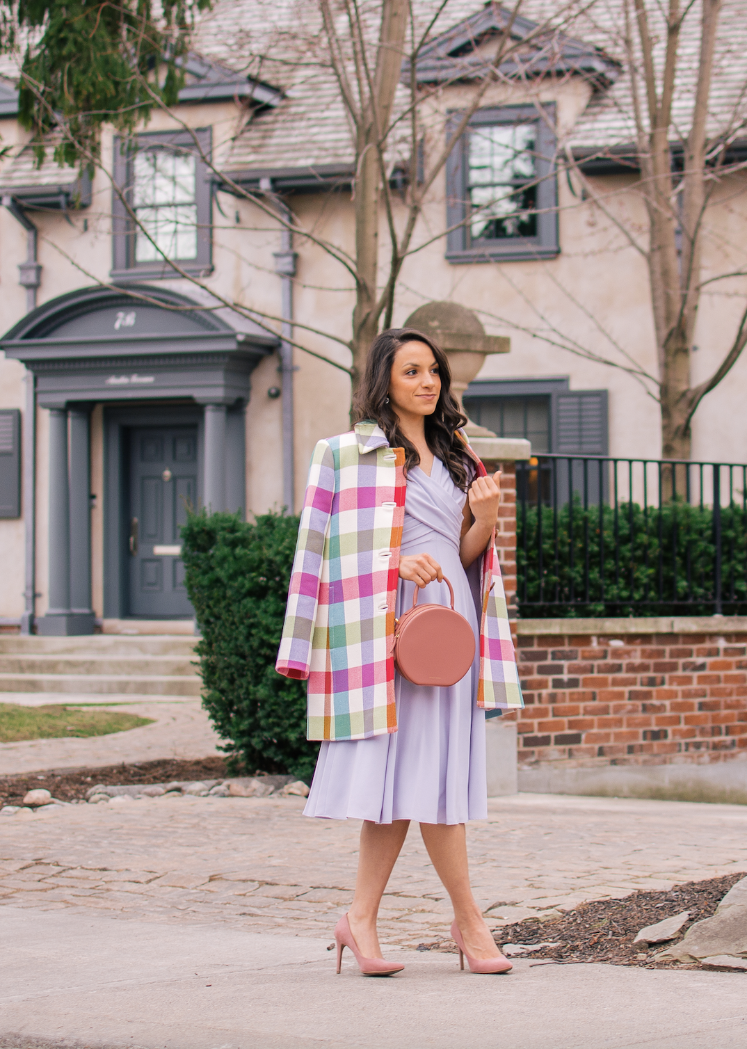 saphrina gal meets glam | Kate Spade bold plaid coat | Mansur Gavriel | The Pink Brunette | Colourful Pieces for Spring