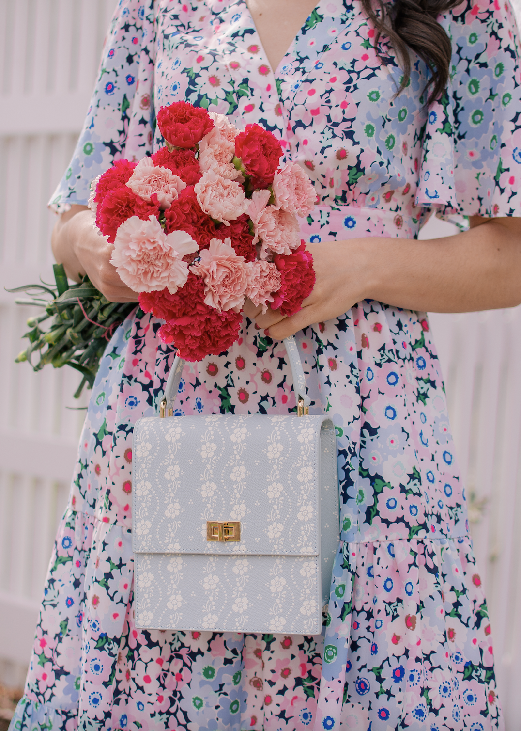 Floral Details For Spring | The Pink Brunette | Neely & Chloe | Kate Spade Dress | Margaux NY 