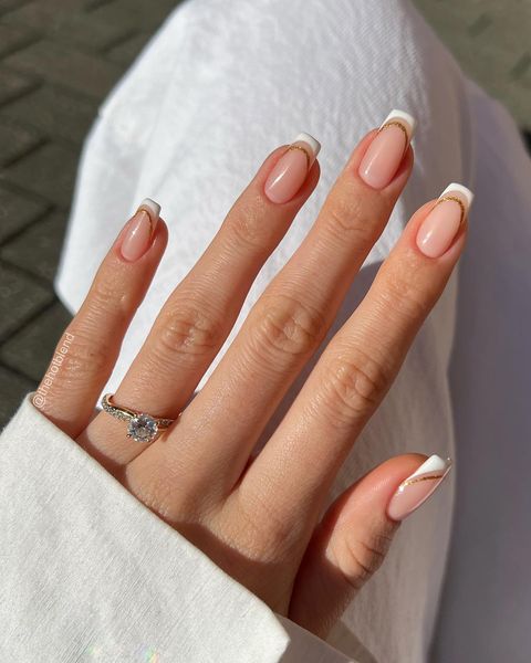 gold nails, gold nails ideas, gold nails acrylic, gold nails design, gold nails prom, gold nails short, gold nails aesthetic, gold nails ideas simple, double French nails, French tip nails