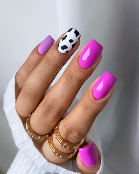 cow print nails, cow print nails acrylic, cow print nail ideas, cow print nail art, cow print nail designs, pink nails, pink nails ideas, pink nails designs