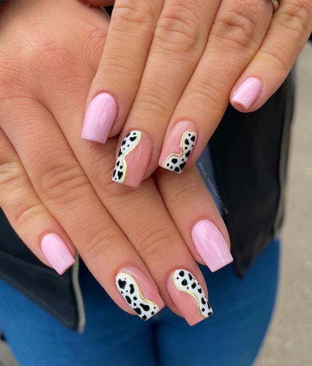 cow print nails, cow print nails acrylic, cow print nail ideas, cow print nail art, cow print nail designs, pink nails, cow print nails pink, short nails