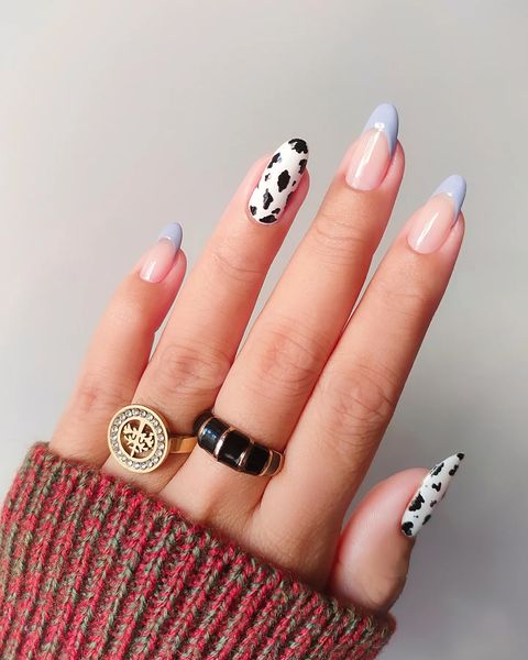 cow print nails, cow print nails acrylic, cow print nail ideas, cow print nail art, cow print nail designs, cow print nails french tip, pastel nails