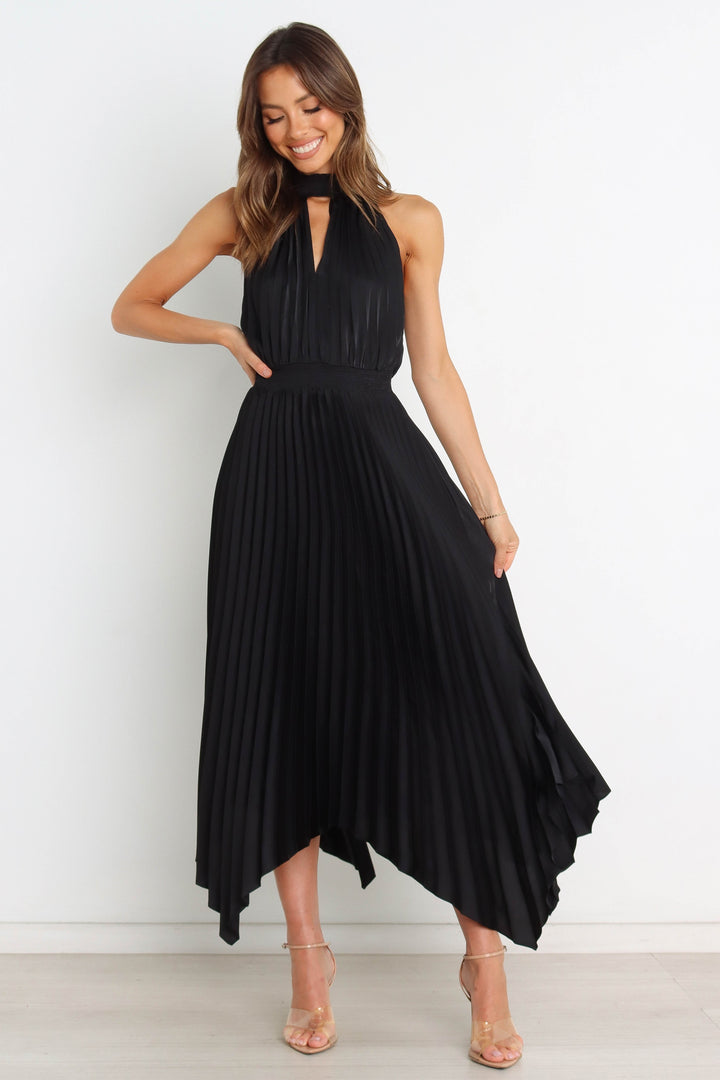 Elegant Wedding Guest Dresses in Black Halter Style