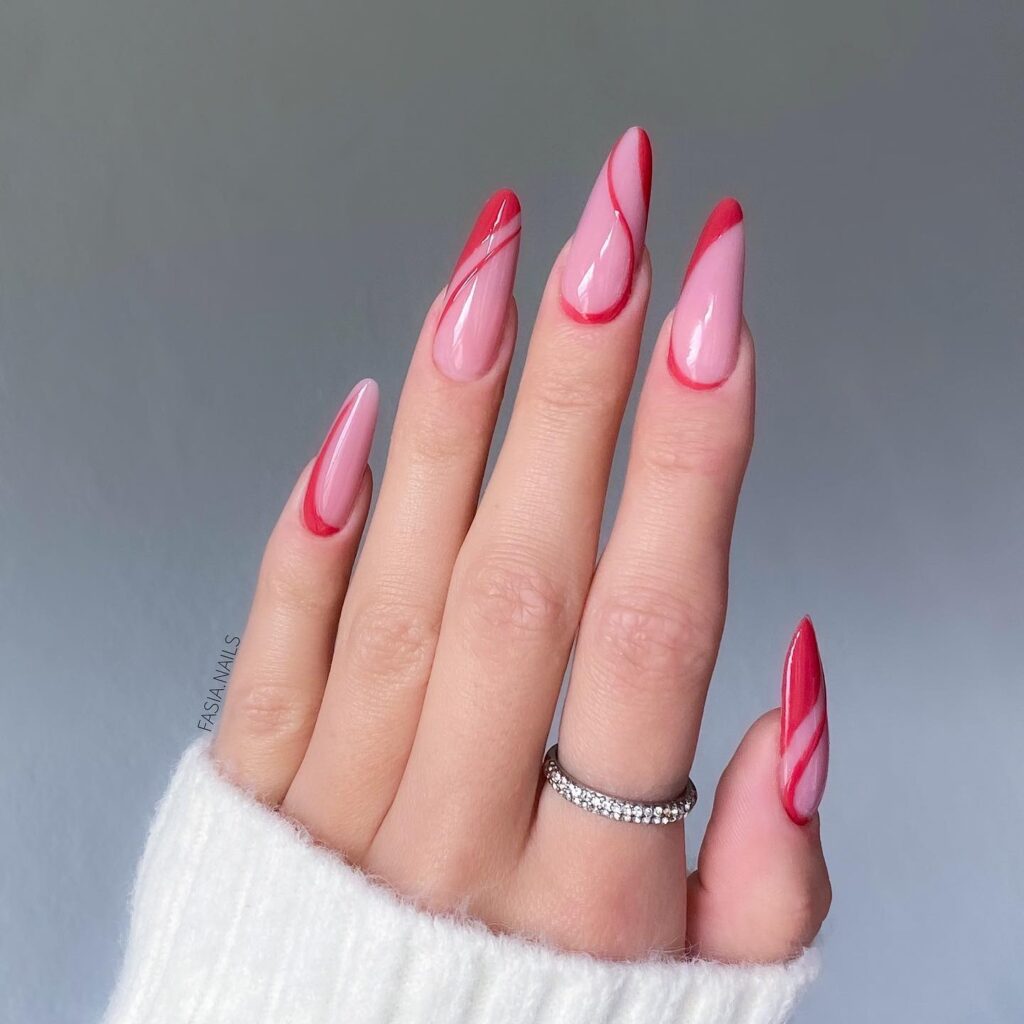 red nails, red nails acrylic, red nails ideas, red nails designs, red nails aesthetic, red nail art, red nail art designs, red nail designs, swirl nails, swirl nails red