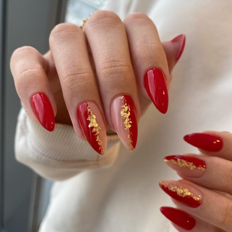 Red with Gold Foil Flakes