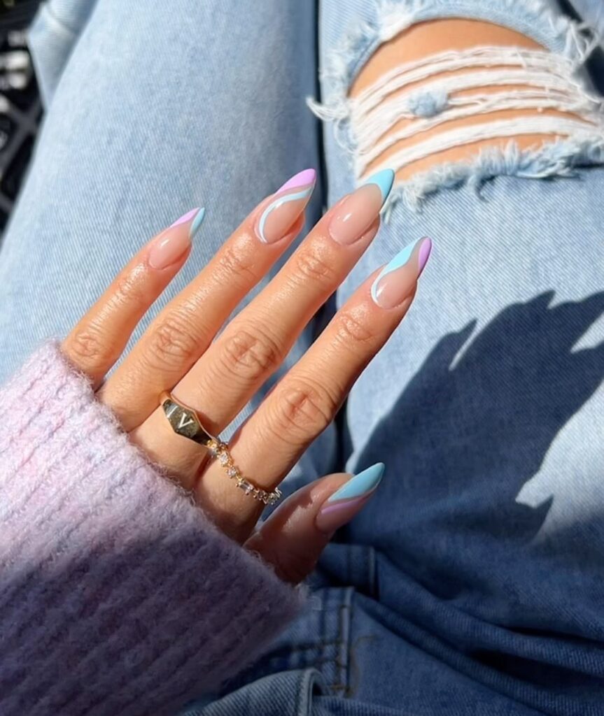 pastel nails, pastel nails designs, pastel nails designs spring, pastel nails acrylic, pastel nail art, pastel nail ideas, pastel nail designs, spring nails, pastel nail colors, pastel nails almond, swirl nails, blue and purple nails