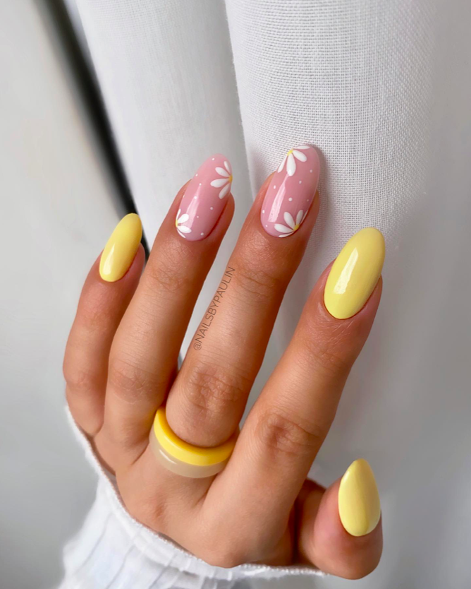 50+ Cute Nail Designs Yellow and White You Need To Try!